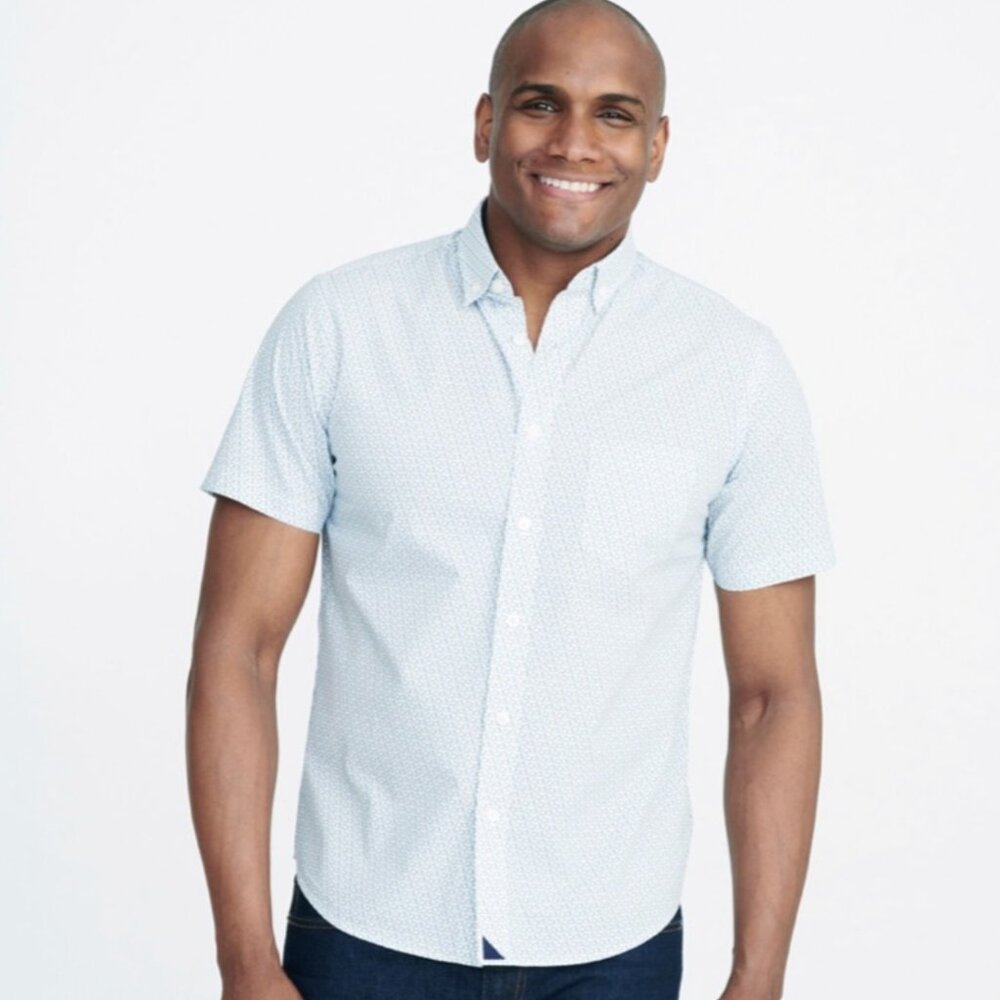 UNTUCKit Men's EUC Slim "Giro" Short Sleeve Bike Print Shirt | Size Large - Picture 2 of 9